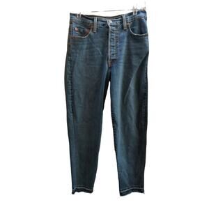 Levis Jeans Womens 29 Blue Ribcage Ankle‎ Tapered Raw Hem Button Fly